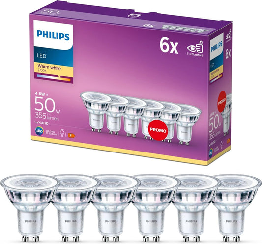 👉 LED Classic GU10 Lampen 6er Pack (50W Ersatz) – Reflektor Spots mit Warmweißem Licht, Energiesparend & Lange Lebensdauer